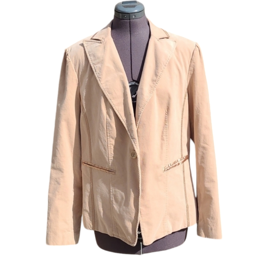 Olsen Micro Corduroy Blazer Cream Ribbon detail